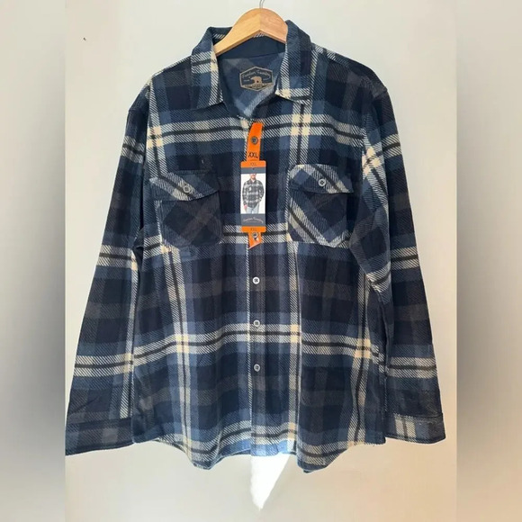 Men's Freedom Foundry Plaid Soft Fleece Shirt Green & Blue Size XXL NWT - Picture 1 of 11